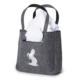 Badetasche aus Filz grau mit Pferde-Motiv, geöffnet mit Handtuch und Reißverschlussfach